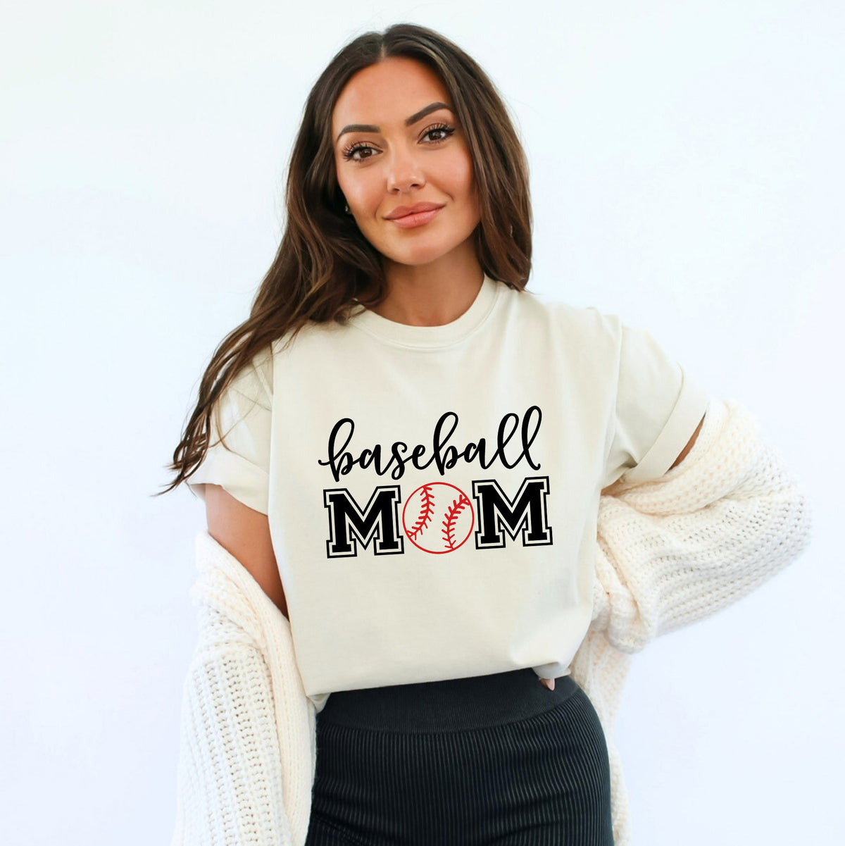 Baseball Mom With Ball | Garment Dyed Tee