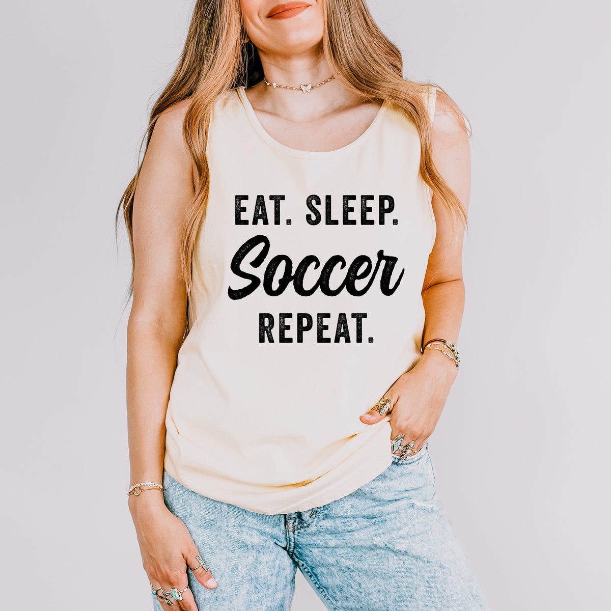 Eat Sleep Soccer Repeat | Garment Dyed Tank