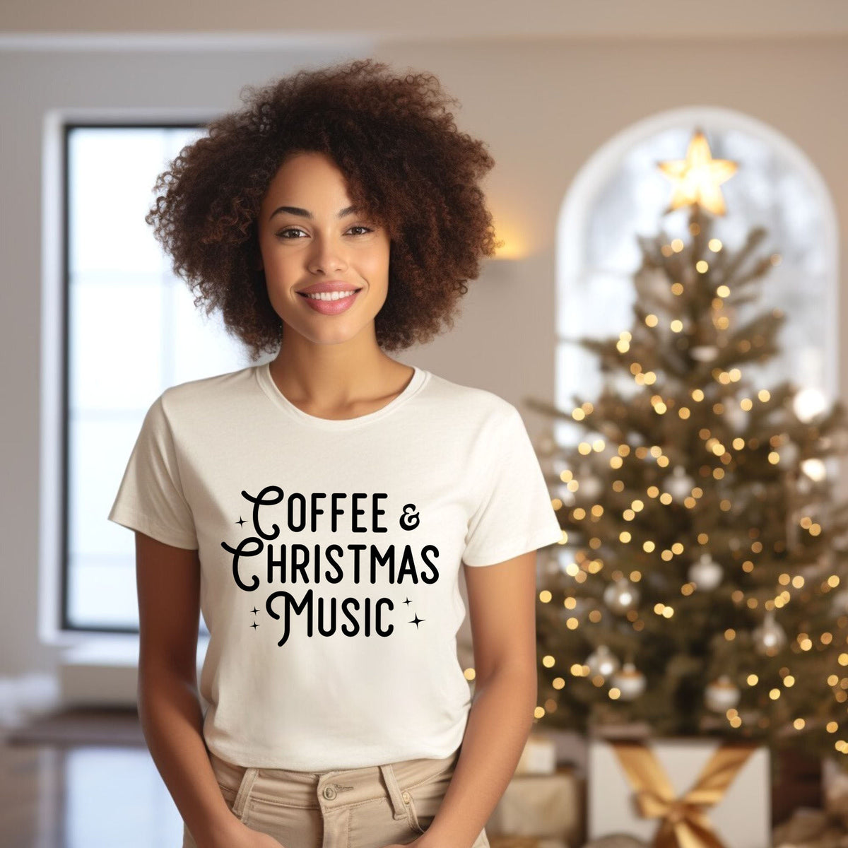 Coffee And Christmas Music | Short Sleeve Graphic Tee