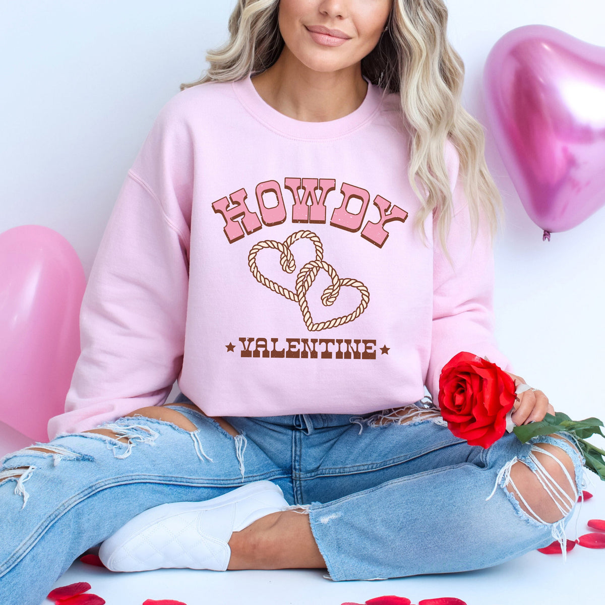 Howdy Valentine Rope Hearts | Sweatshirt