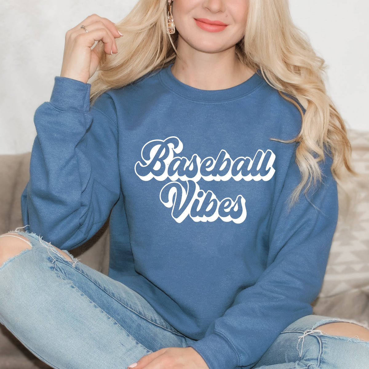 Baseball Vibes Cursive | Sweatshirt