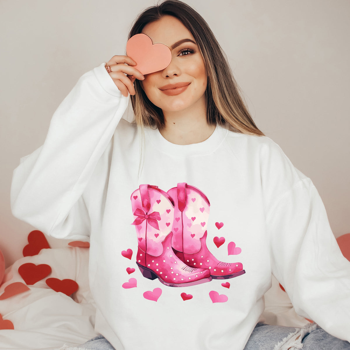 Coquette Valentine Boots | Sweatshirt