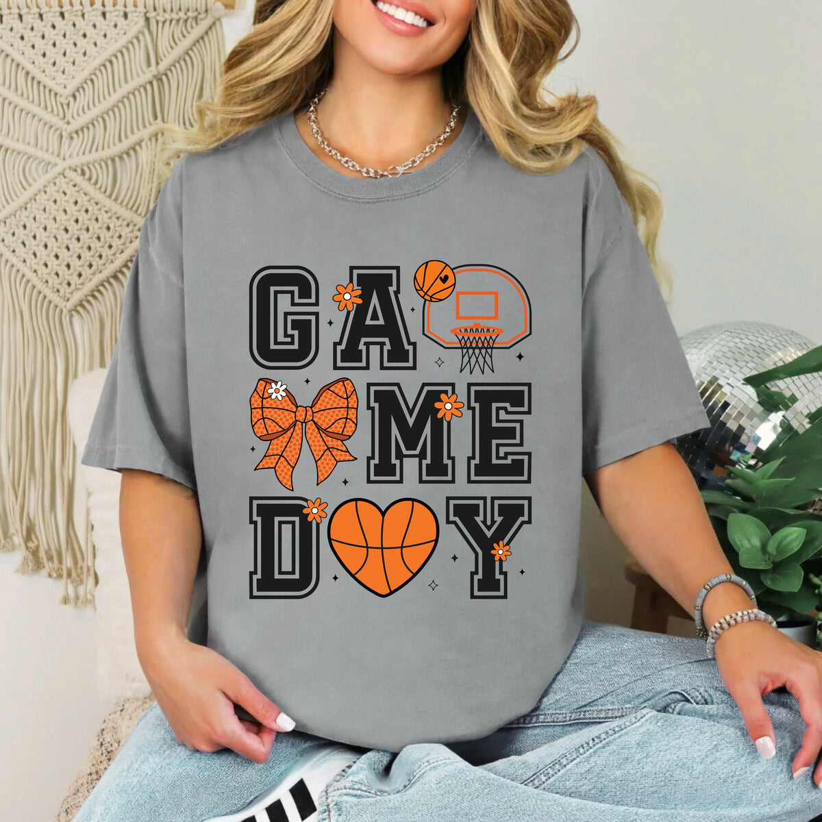 Basketball Game Day Coquette | Garment Dyed Short Sleeve Tee