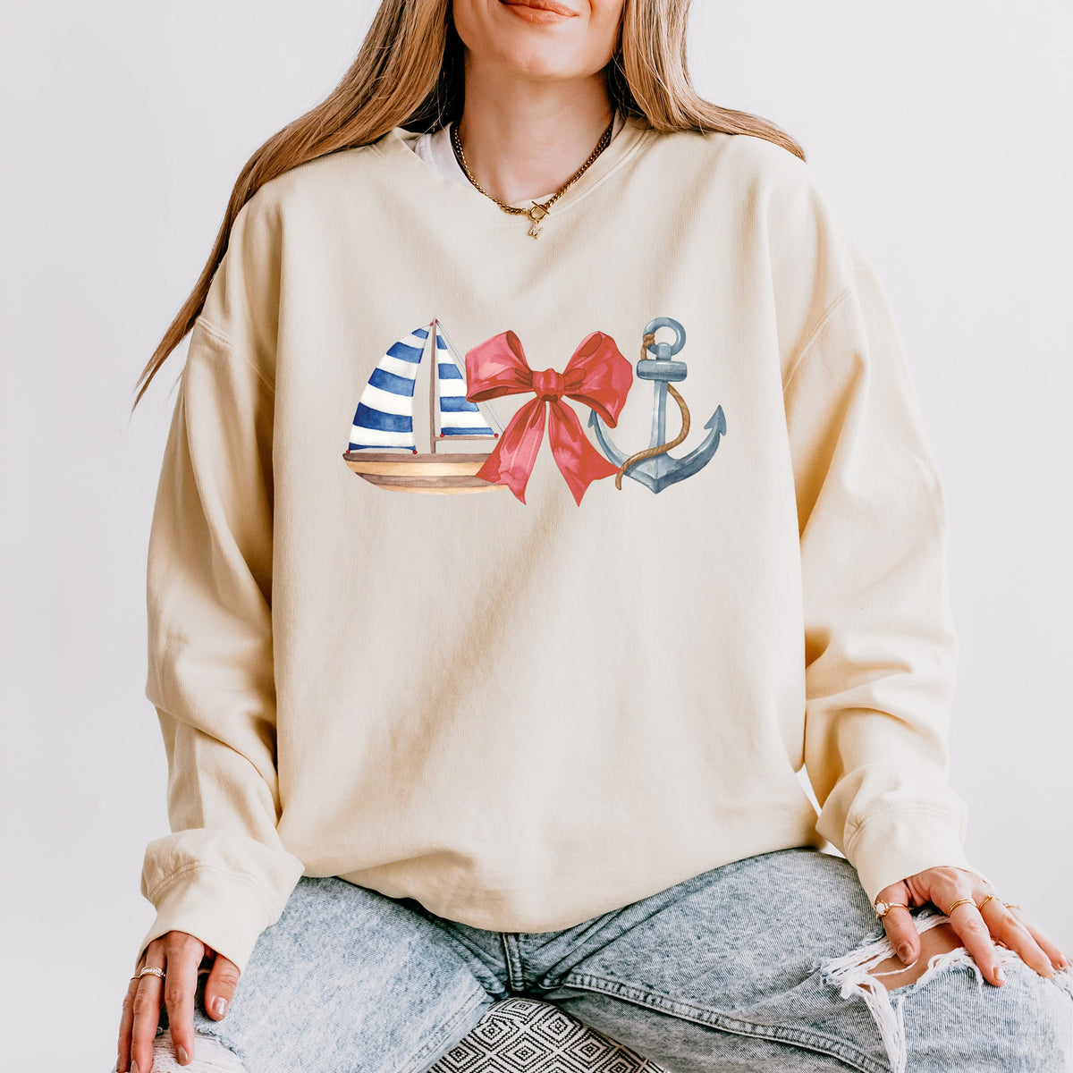 Coquette Ship Anchor | Lightweight Garment Dyed Sweatshirt