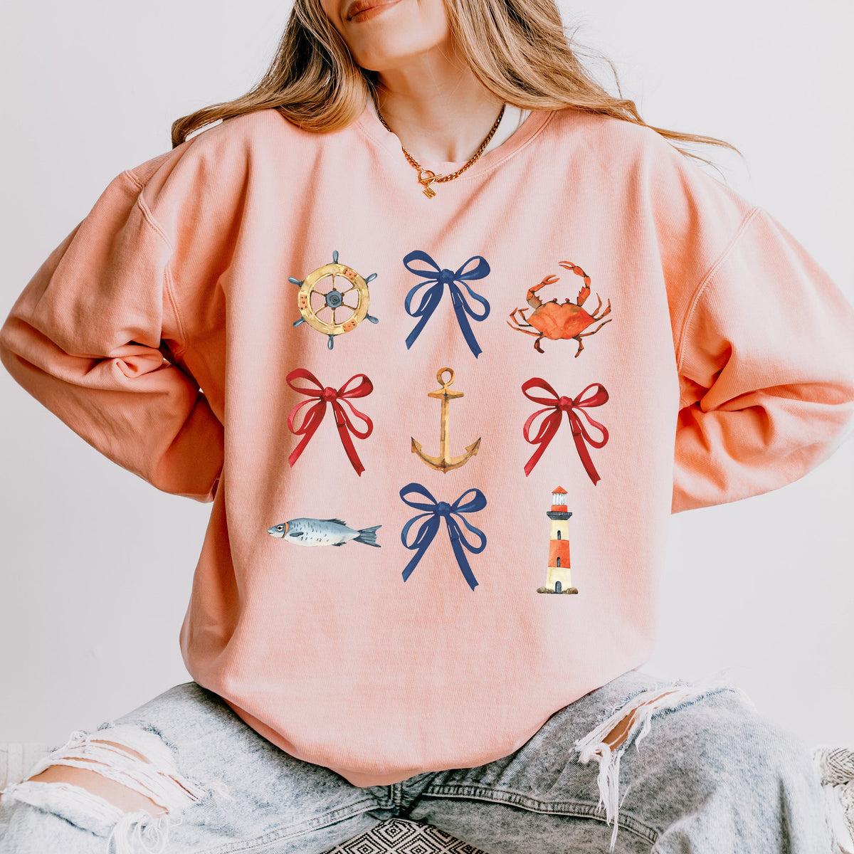 Coquette Nautical Collage | Lightweight Garment Dyed Sweatshirt