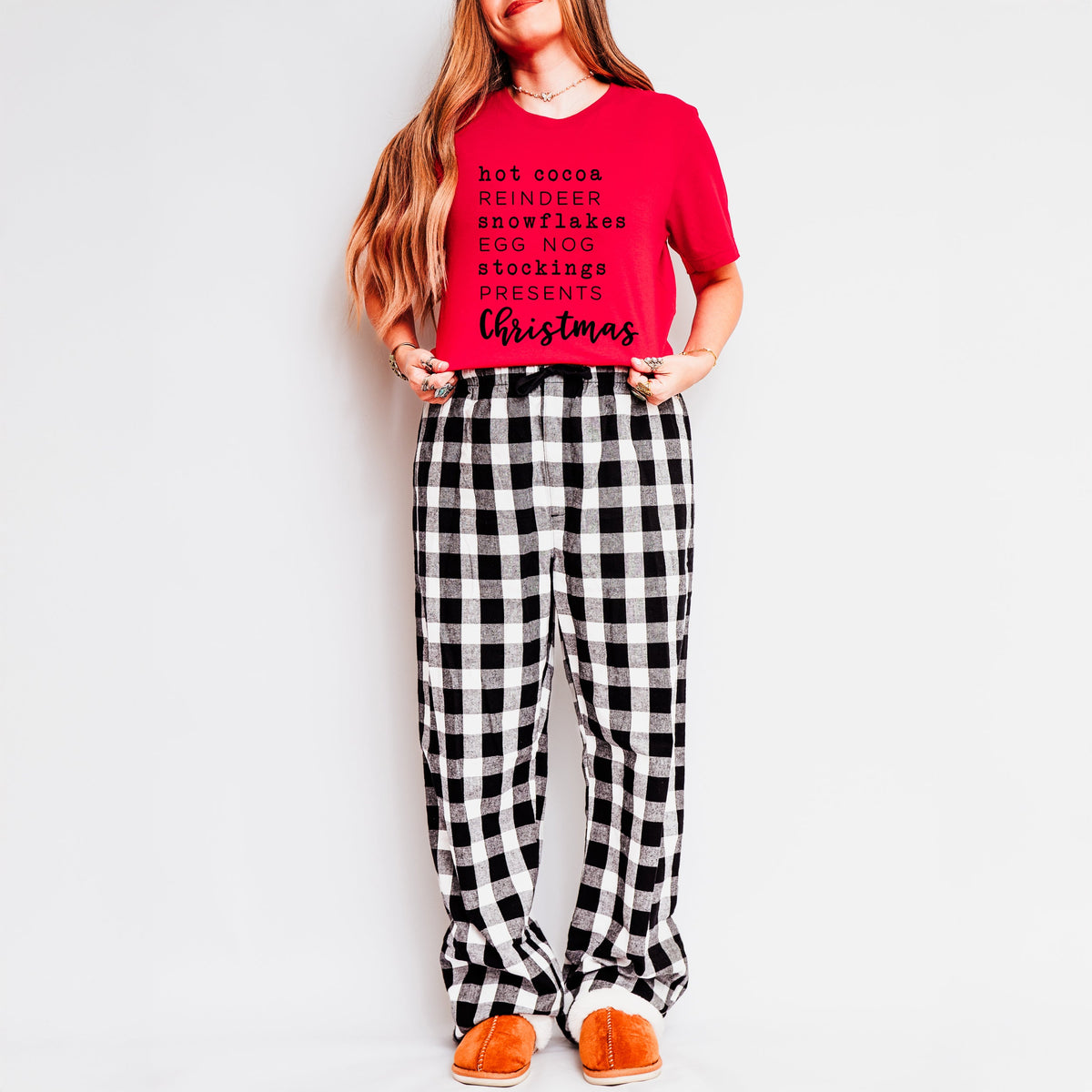 Christmas Words | Plaid Pajama Set