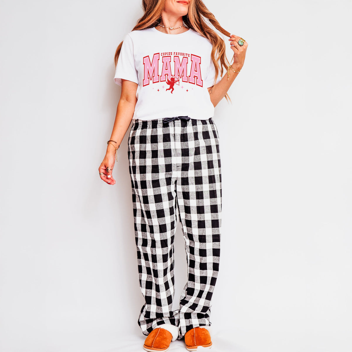 Cupid's Favorite Mama | Plaid Pajama Set