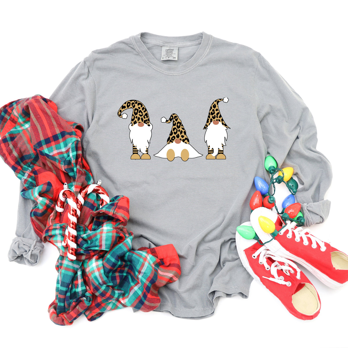 Leopard Gnomes | Garment Dyed Long Sleeve
