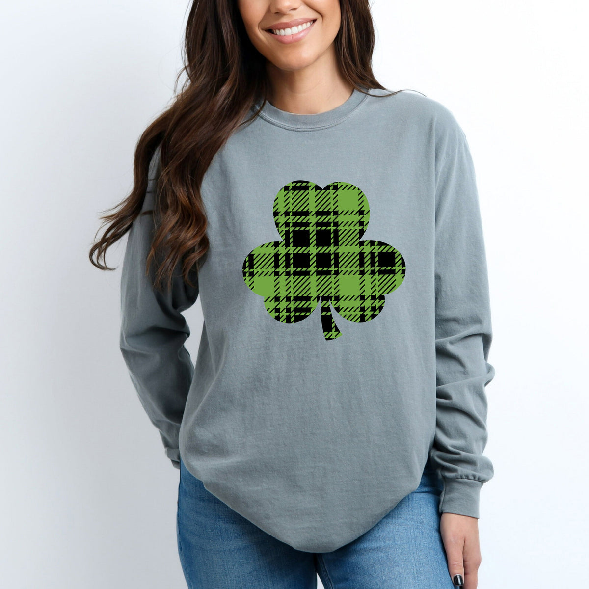 Buffalo Plaid Clover | Garment Dyed Long Sleeve