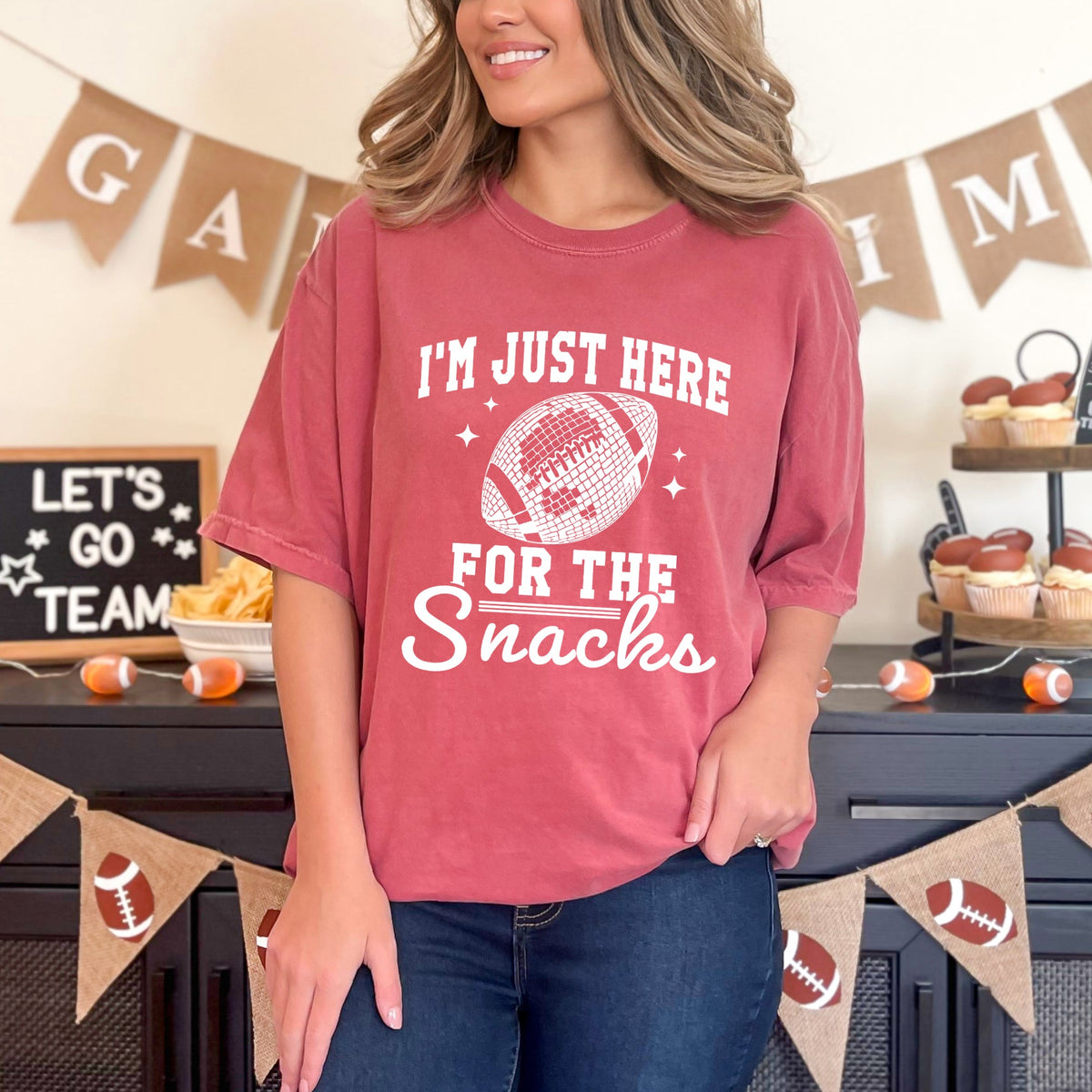 I'm Just Here For The Snacks Disco | Garment Dyed Tee