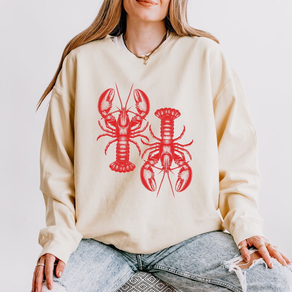 Two Lobsters | Lightweight Garment Dyed Sweatshirt