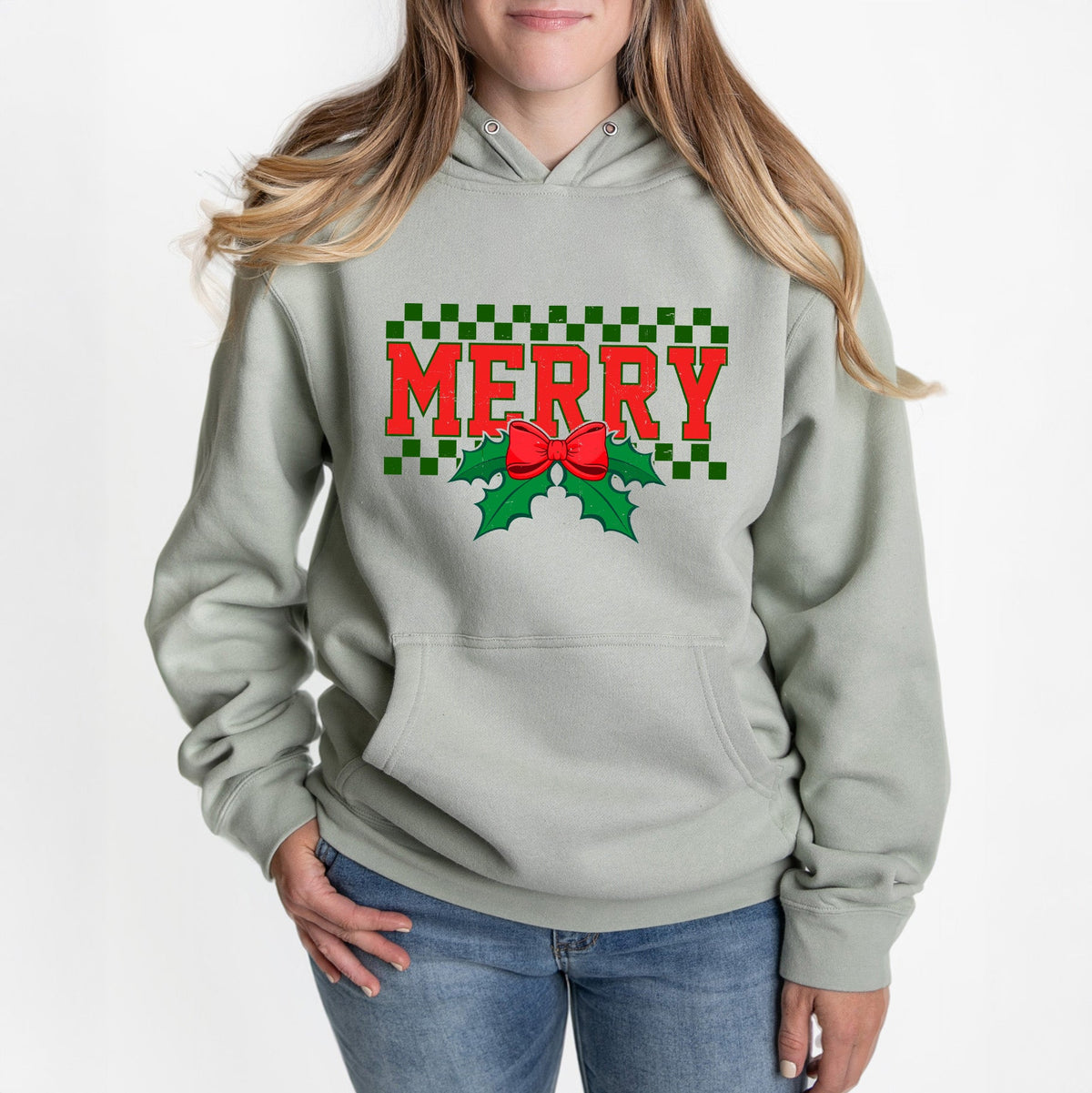 Merry Checkered Mistletoe | Hoodie