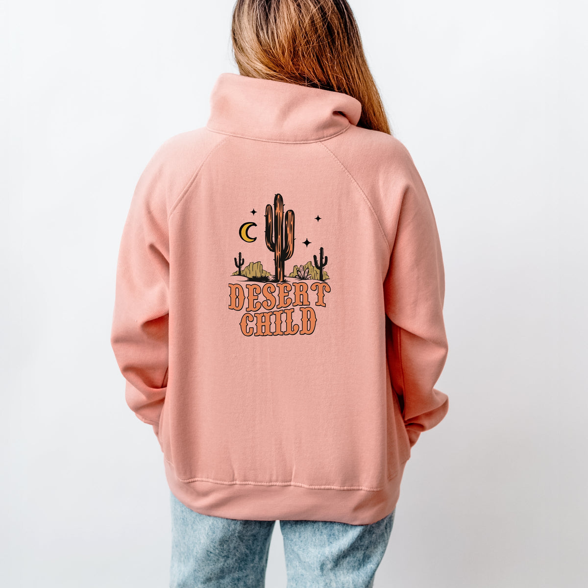 Desert Child Front And Back - Women's Quarter Zip Fleece Graphic Sweatshirt