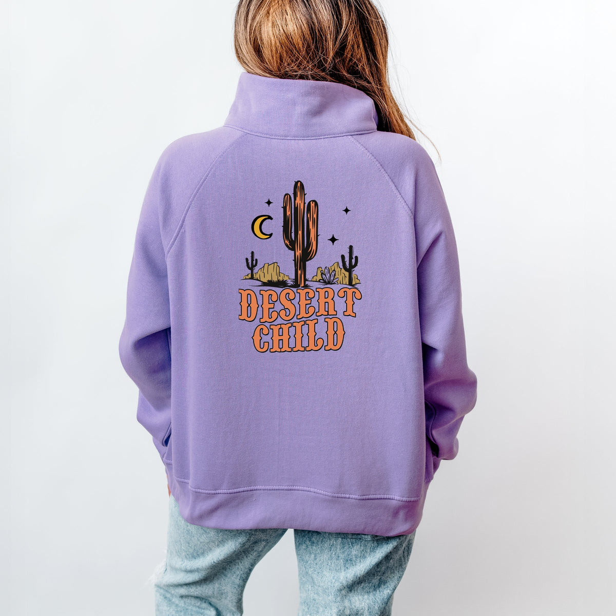 Desert Child Front And Back - Women's Quarter Zip Fleece Graphic Sweatshirt