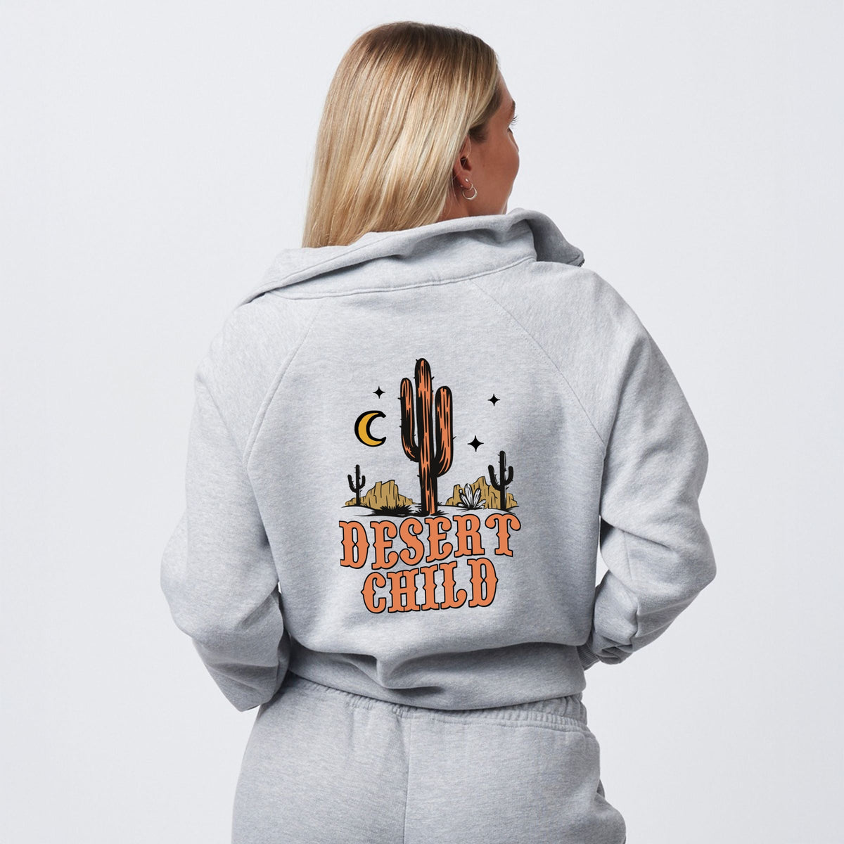 Desert Child Front And Back - Women's Quarter Zip Fleece Graphic Sweatshirt