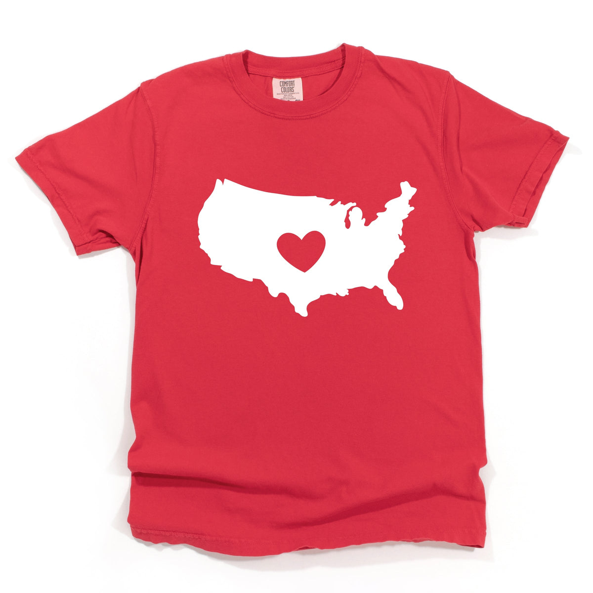 USA Heart Outline - Women's Garment Dyed Graphic T-Shirt