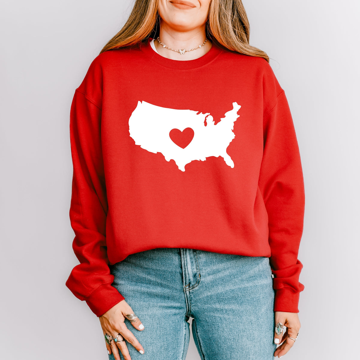 USA Heart Outline - Women's Graphic Sweatshirt