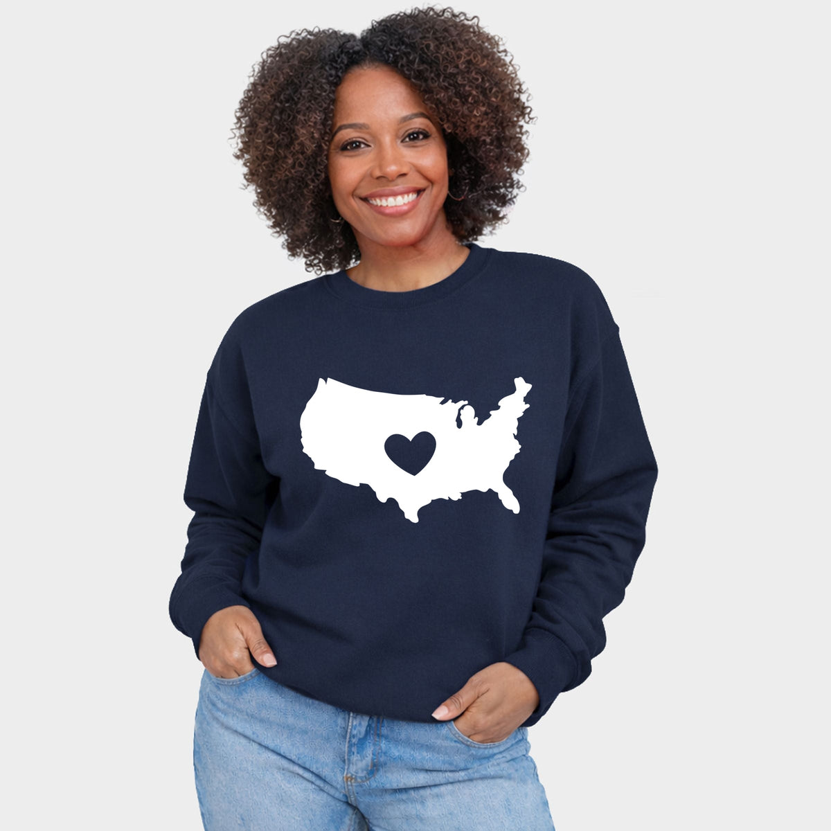 USA Heart Outline - Women's Graphic Sweatshirt
