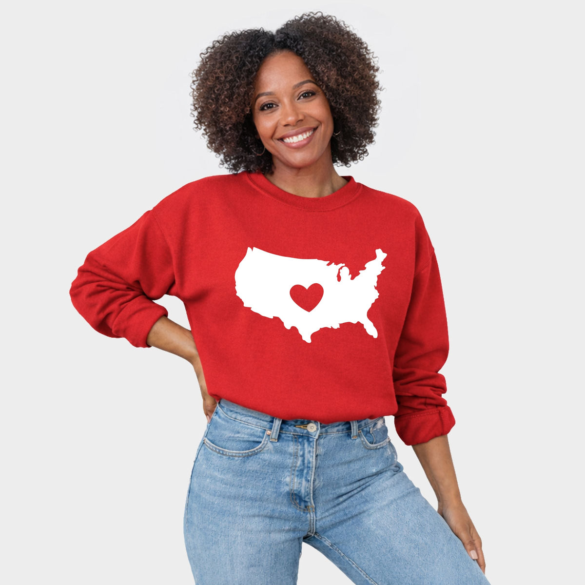 USA Heart Outline - Women's Graphic Sweatshirt