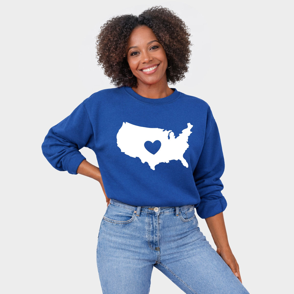 USA Heart Outline - Women's Graphic Sweatshirt