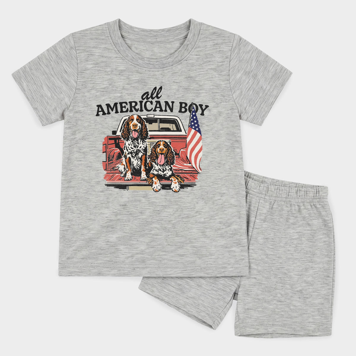 All American Boy Dogs - Toddler Crew Shorts Set