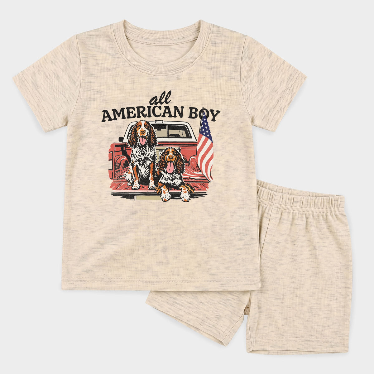 All American Boy Dogs - Toddler Crew Shorts Set