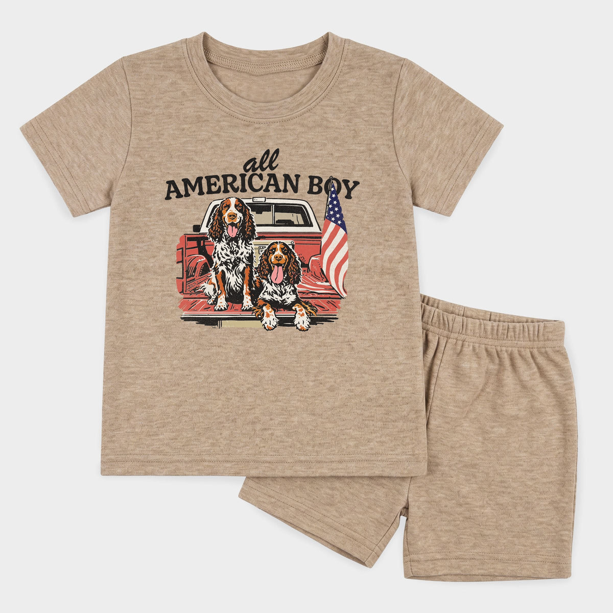 All American Boy Dogs - Toddler Crew Shorts Set