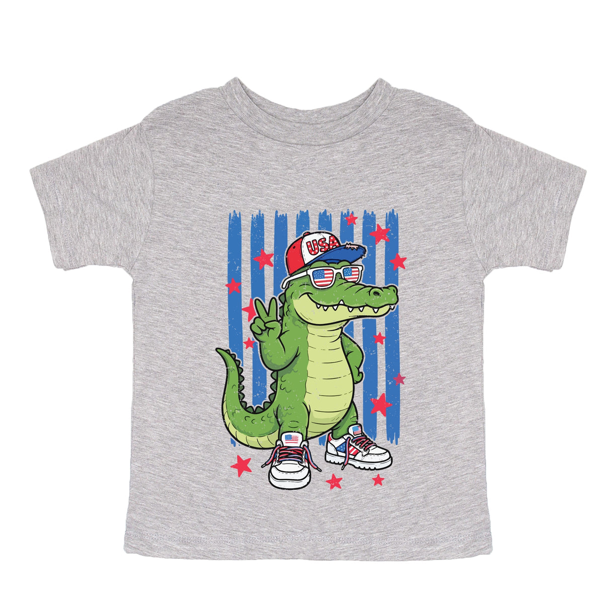 Patriotic Alligator Stripes - Toddler Short Sleeve Graphic T-Shirt