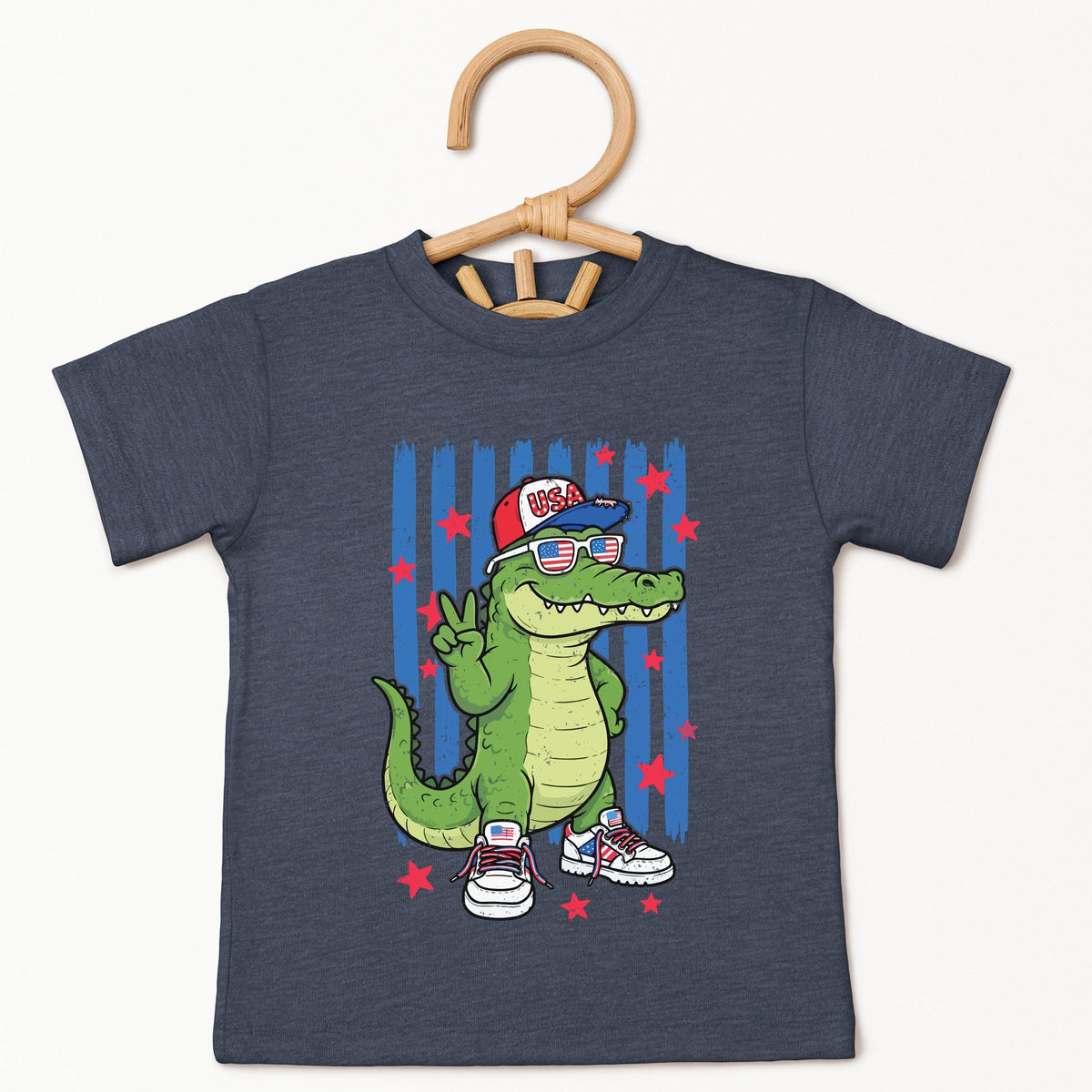 Patriotic Alligator Stripes - Toddler Short Sleeve Graphic T-Shirt