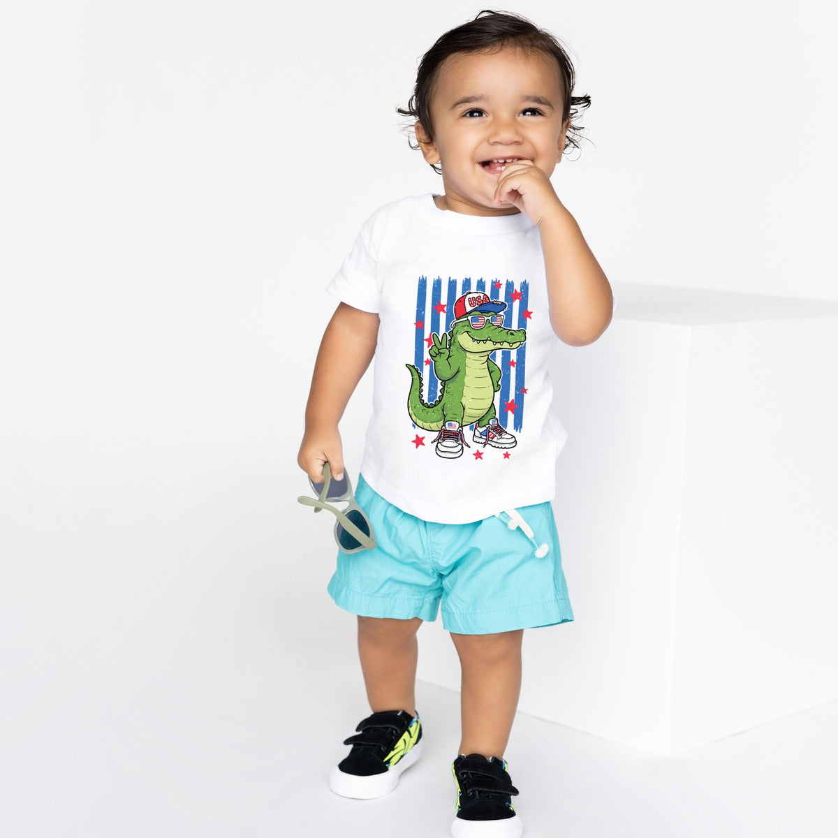 Patriotic Alligator Stripes - Toddler Short Sleeve Graphic T-Shirt