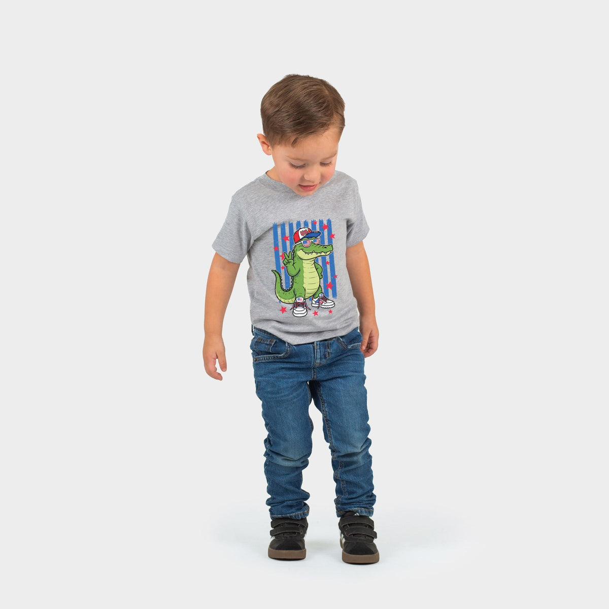Patriotic Alligator Stripes - Toddler Short Sleeve Graphic T-Shirt