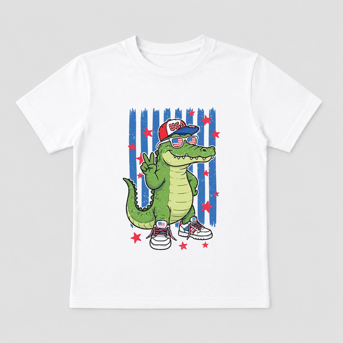 Patriotic Alligator Stripes - Toddler Short Sleeve Graphic T-Shirt