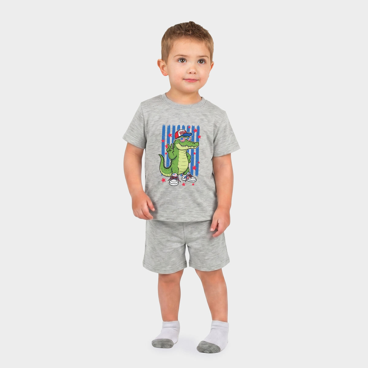 Patriotic Alligator Stripes - Toddler Crew Shorts Set of 2