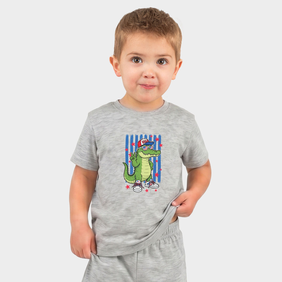 Patriotic Alligator Stripes - Toddler Crew Shorts Set of 2