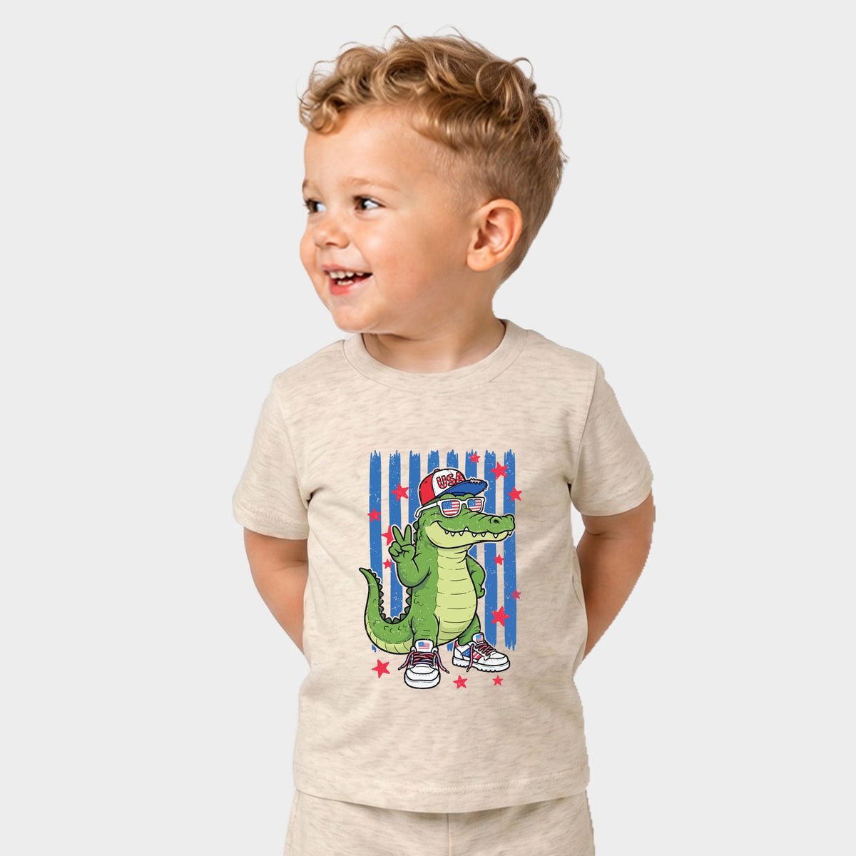 Patriotic Alligator Stripes - Toddler Crew Shorts Set of 2