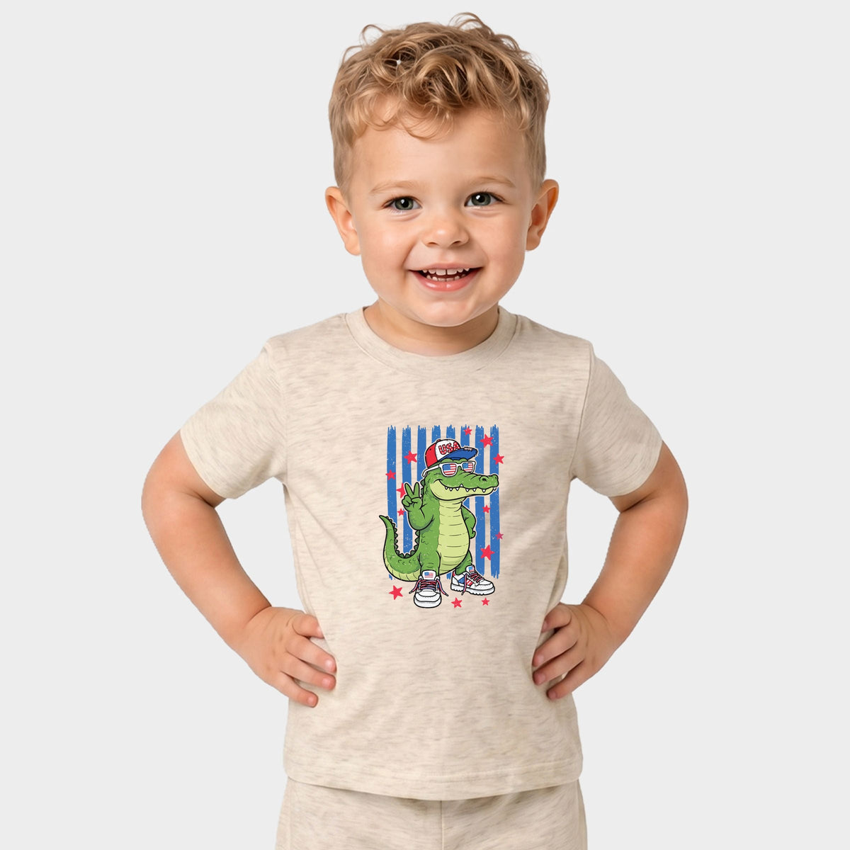 Patriotic Alligator Stripes - Toddler Crew Shorts Set of 2