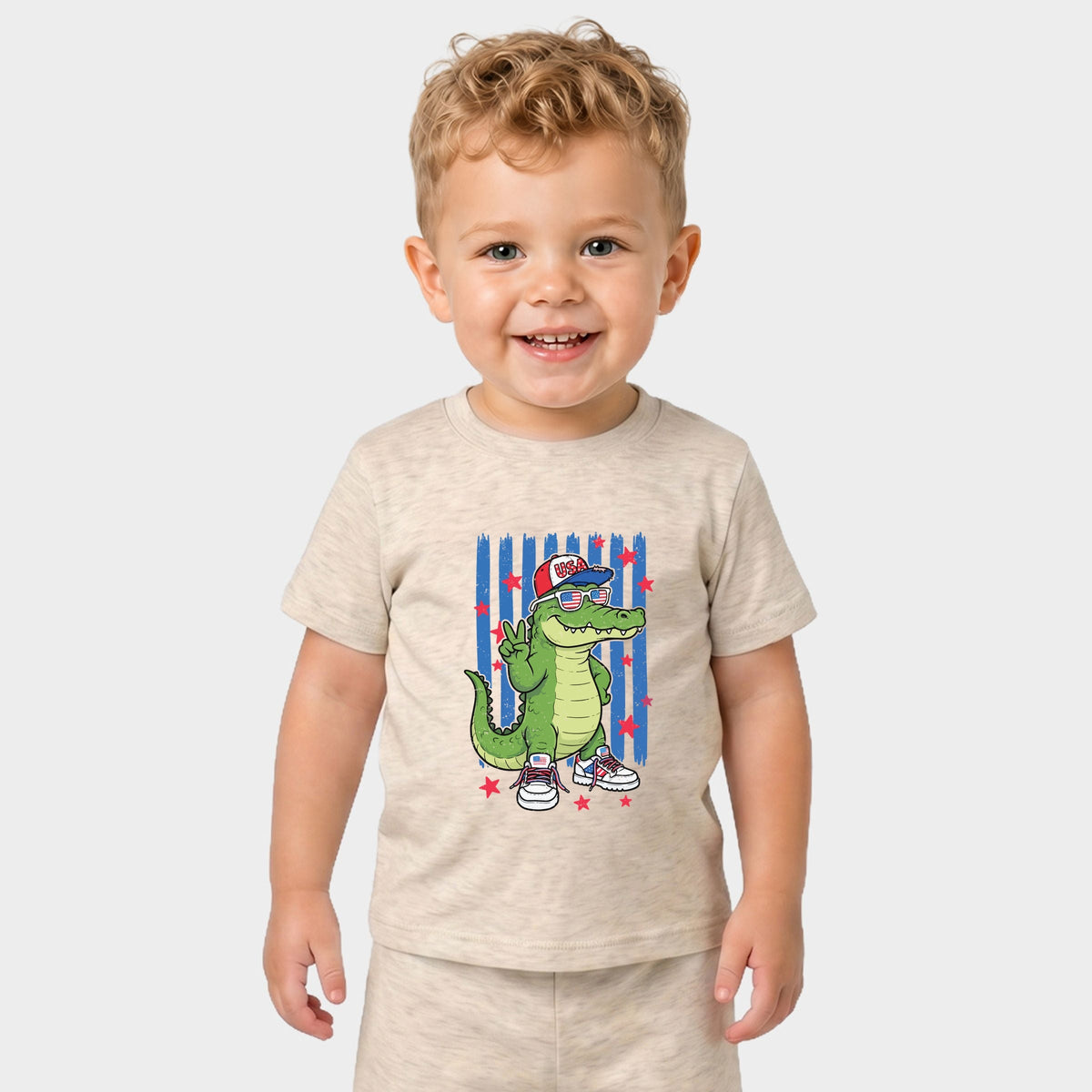 Patriotic Alligator Stripes - Toddler Crew Shorts Set of 2