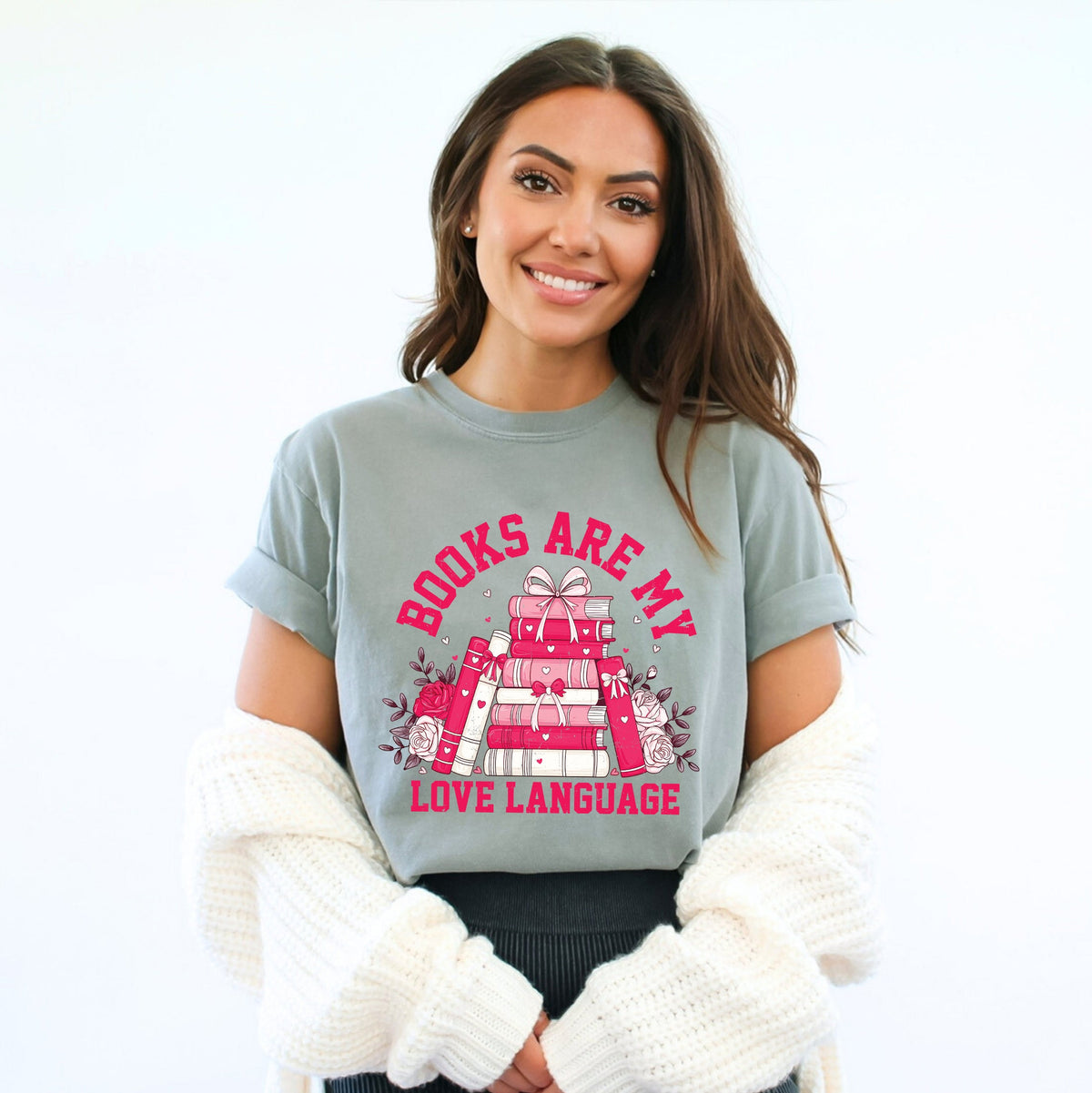 Books Are My Love Language Heart | Garment Dyed Tee