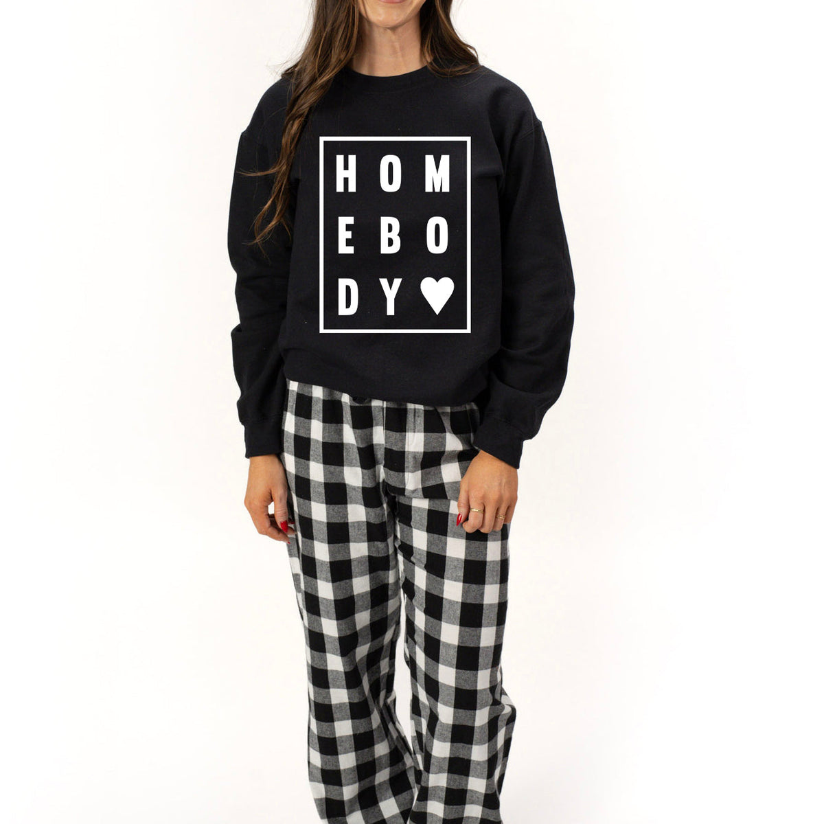 Homebody Heart | Plaid Pajama Sweatshirt Set