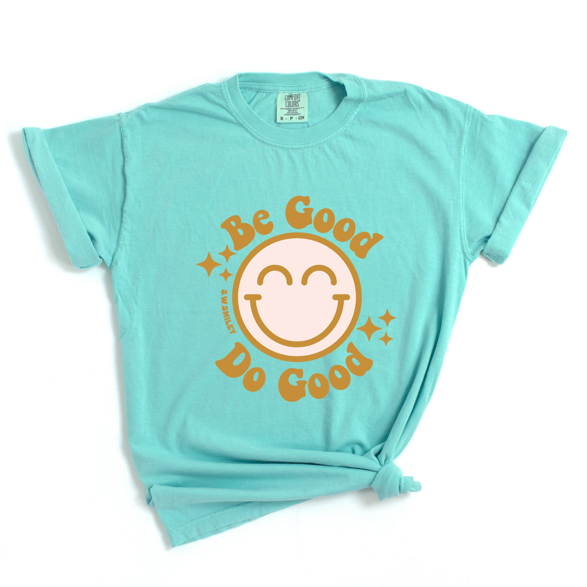 S.W.Smiley Be Good Do Good Smiley Face - Women's Garment Dyed Graphic T-Shirt