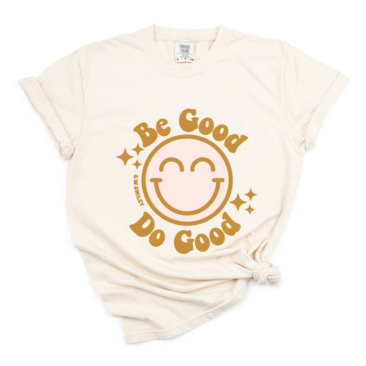 S.W.Smiley Be Good Do Good Smiley Face - Women's Garment Dyed Graphic T-Shirt