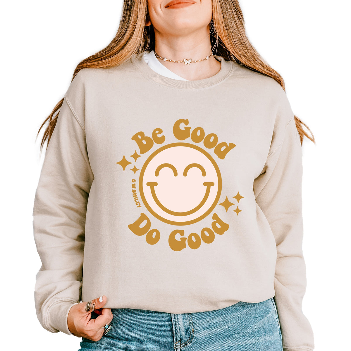 S.W.Smiley Be Good Do Good Smiley Face - Women's Graphic Sweatshirt