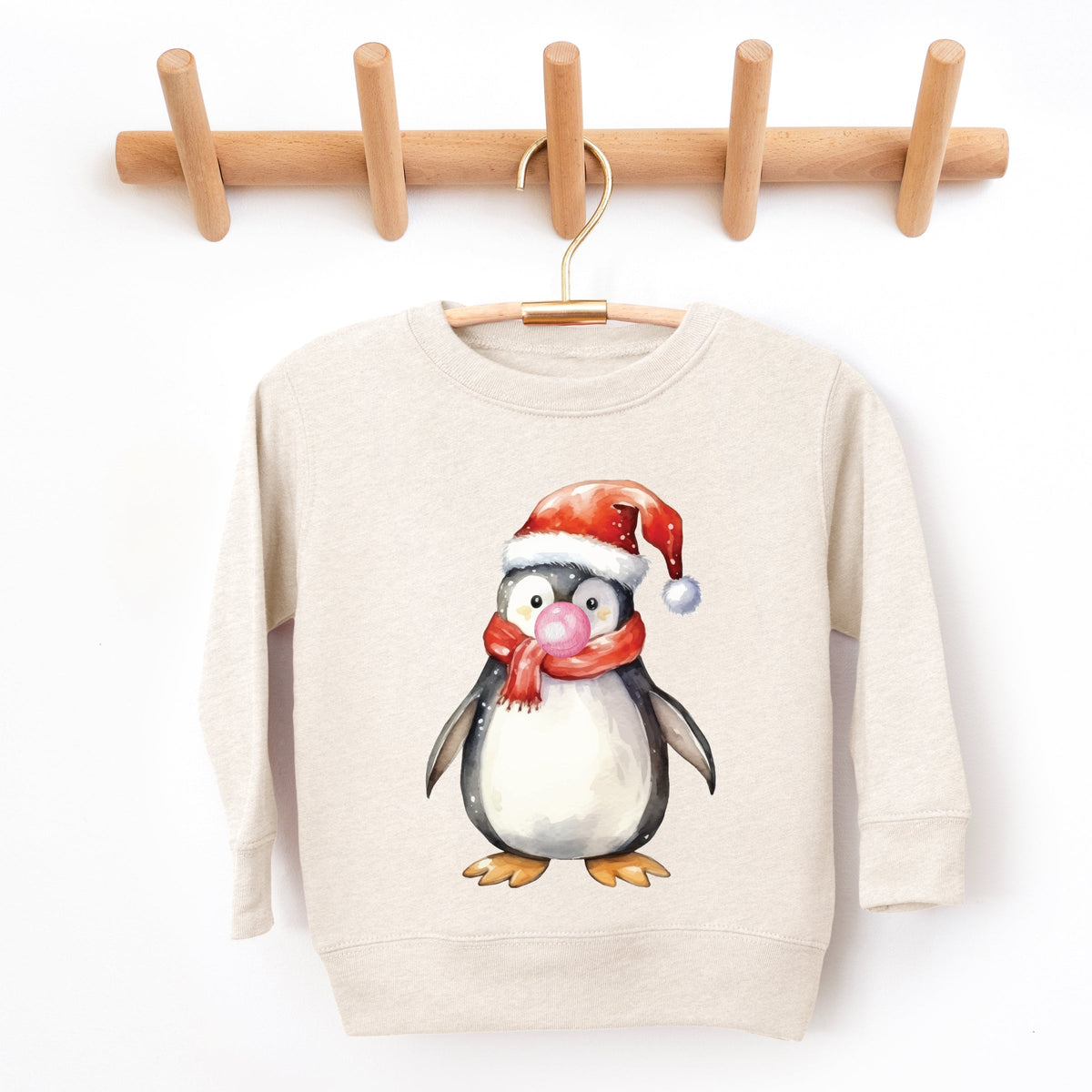 Watercolor Penguin Bubblegum - Toddler Graphic Sweatshirt