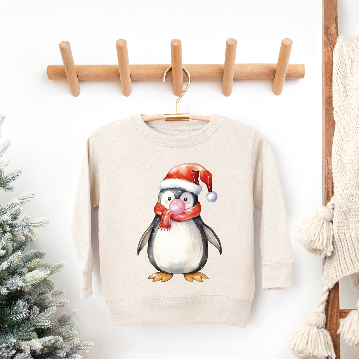 Watercolor Penguin Bubblegum - Toddler Graphic Sweatshirt