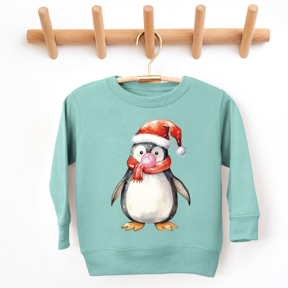Watercolor Penguin Bubblegum - Toddler Graphic Sweatshirt