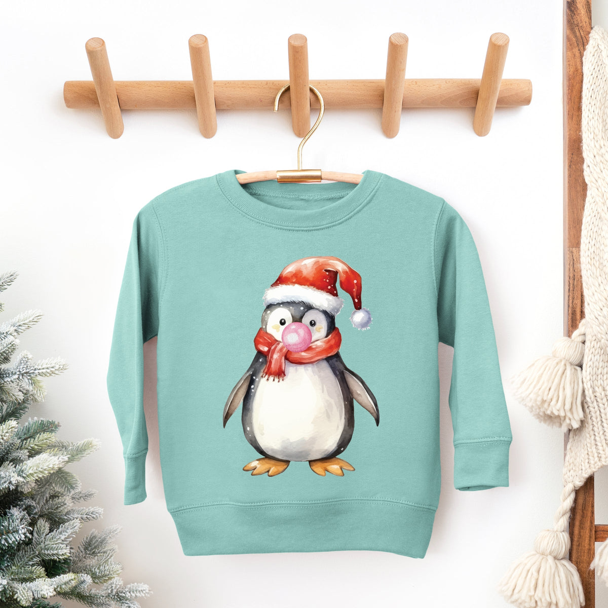 Watercolor Penguin Bubblegum - Toddler Graphic Sweatshirt