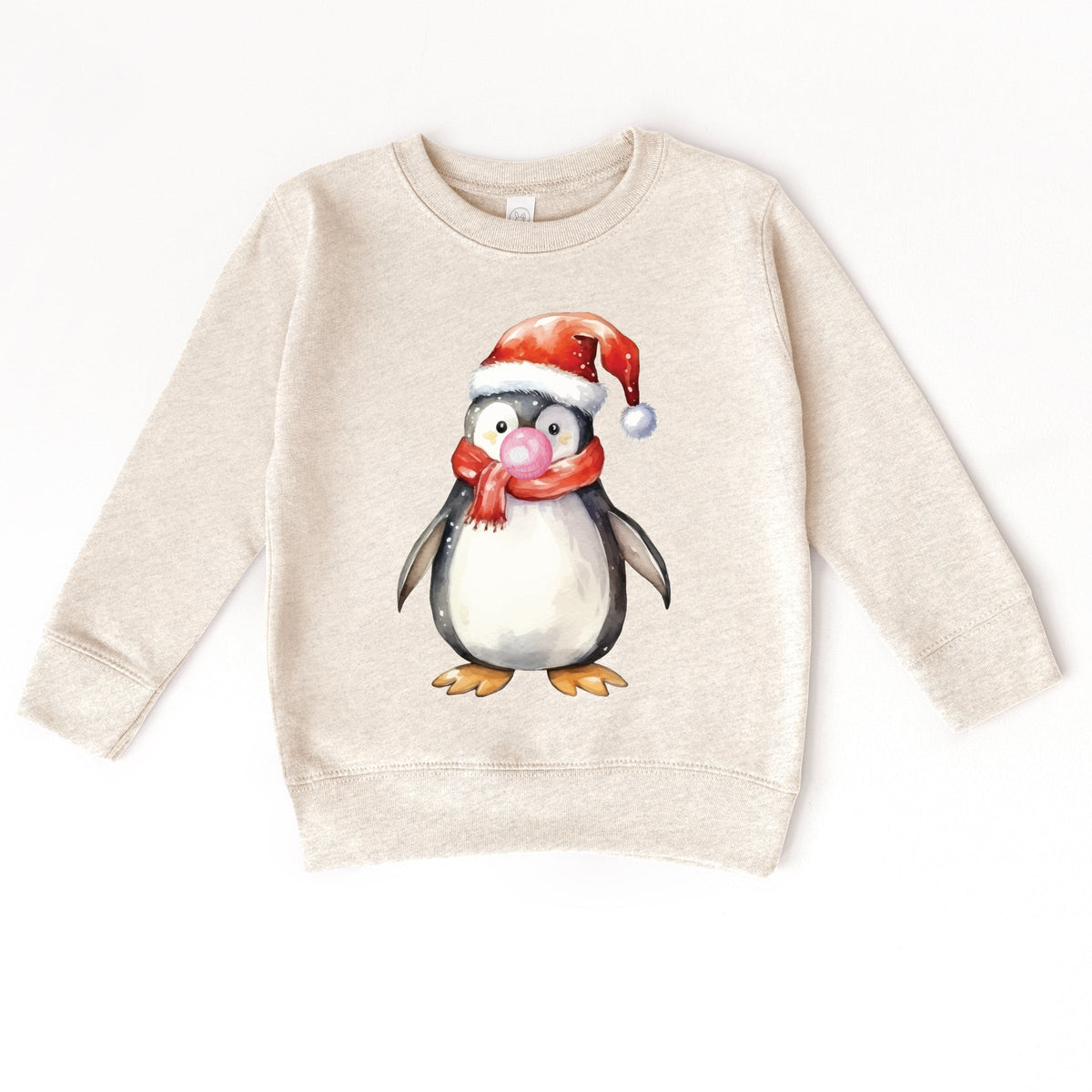Watercolor Penguin Bubblegum - Toddler Graphic Sweatshirt
