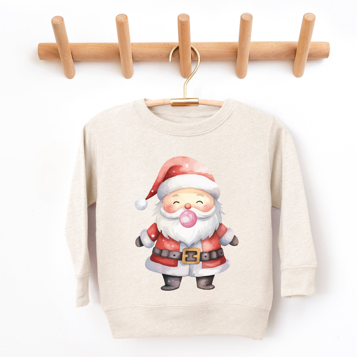 Watercolor Santa Bubblegum - Toddler Graphic Sweatshirt