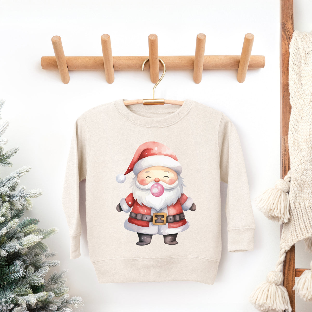 Watercolor Santa Bubblegum - Toddler Graphic Sweatshirt