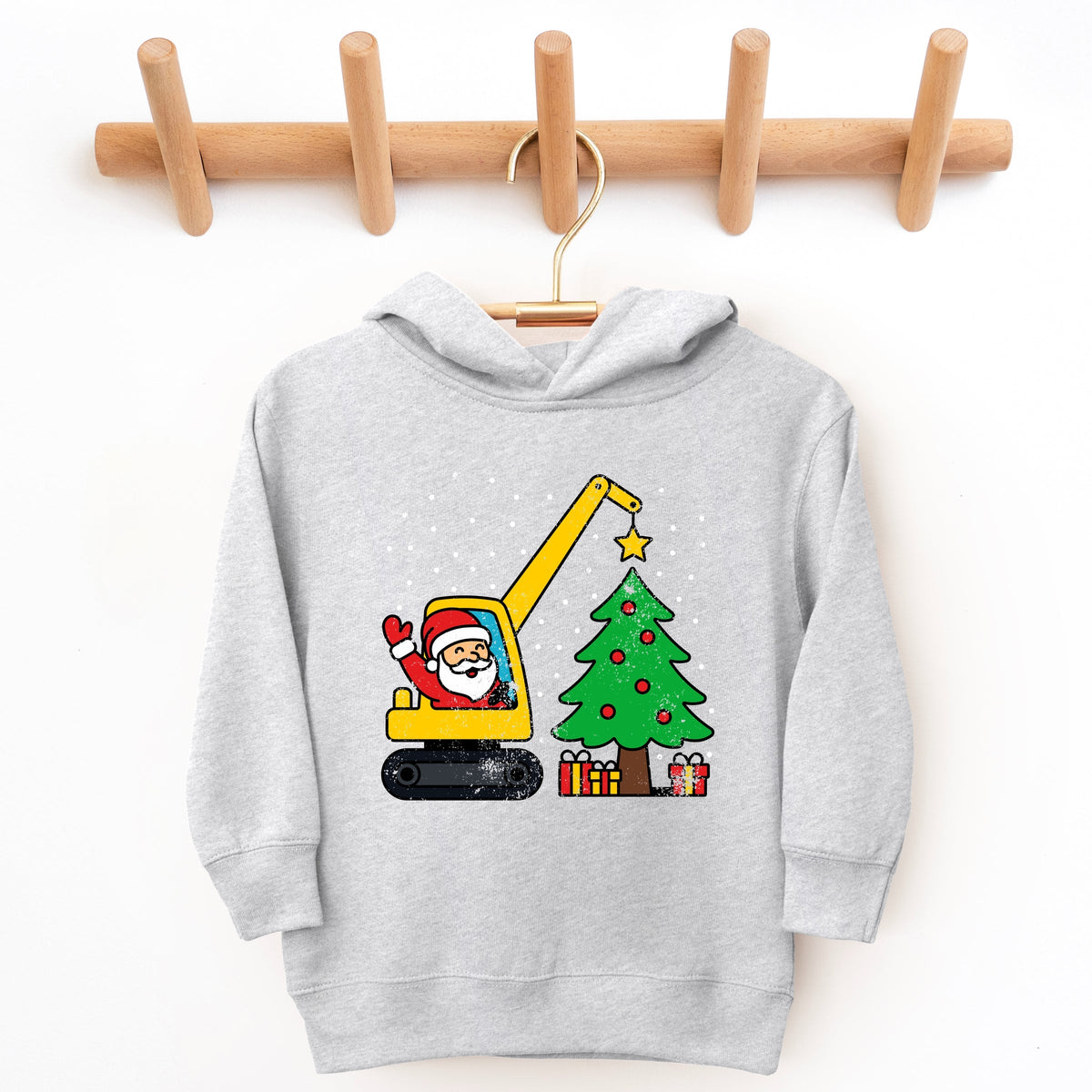 Santa Excavator Distressed - Toddler Hoodie